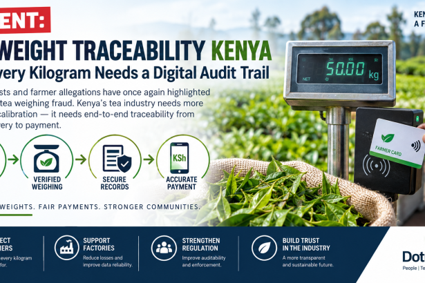 Tea weight traceability Kenya using secure digital weighing